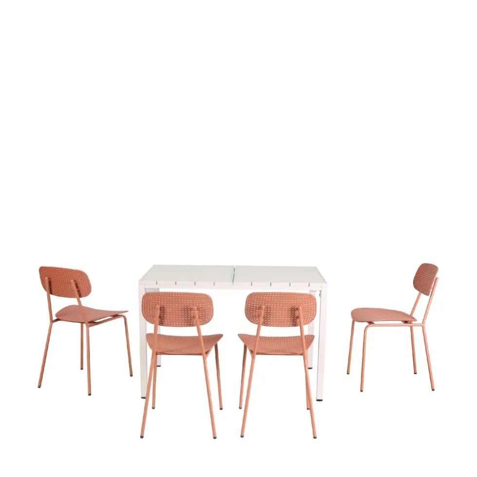ORKA Ensemble table et chaises de jardin 4 personnes en métal