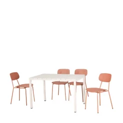 ORKA Ensemble table et chaises de jardin 4 personnes en métal