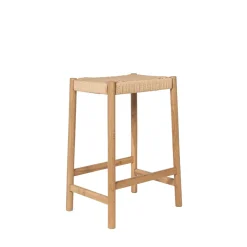 PAOLO Tabouret de bar en corde tressée et bois H65cm