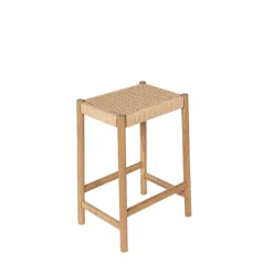 PAOLO Tabouret de bar en corde tressée et bois H65cm