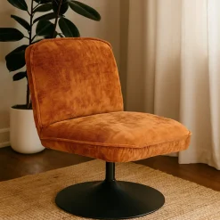 PARBO Fauteuil pivotant en velours côtelé pied tulipe