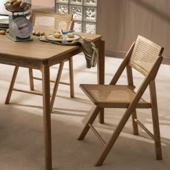 PAULA Chaise pliante en cannage et bois
