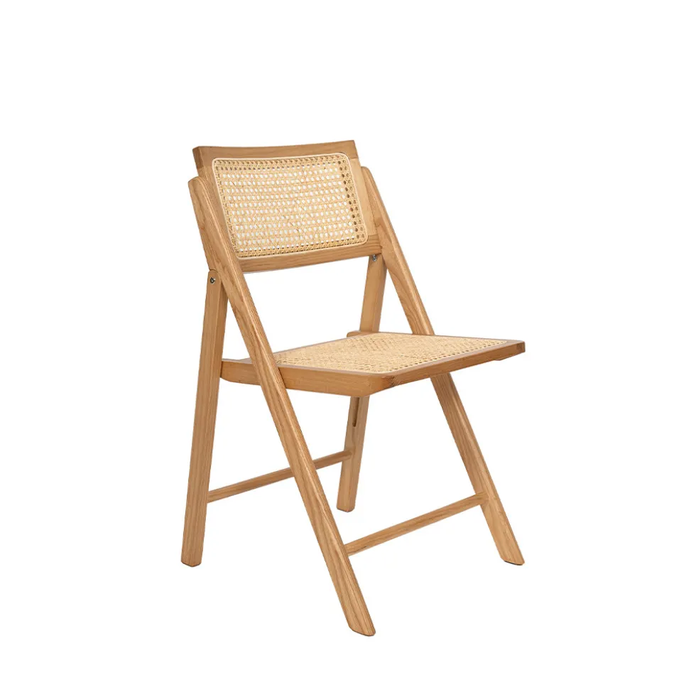 PAULA Chaise pliante en cannage et bois
