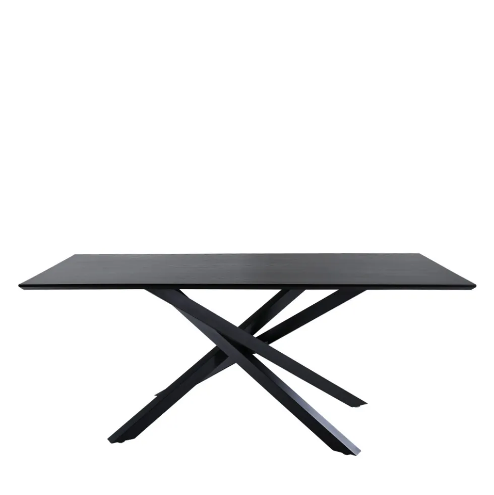 PIAZZA Table à manger 8 personnes en bois et métal