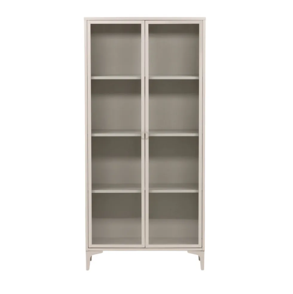 PIRING Vaisselier 2 portes en verre et métal H190cm