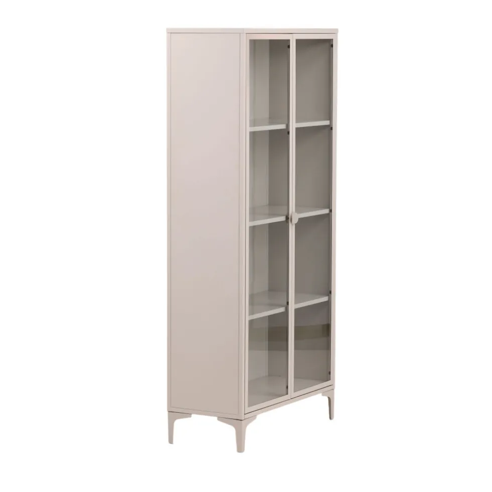 PIRING Vaisselier 2 portes en verre et métal H190cm