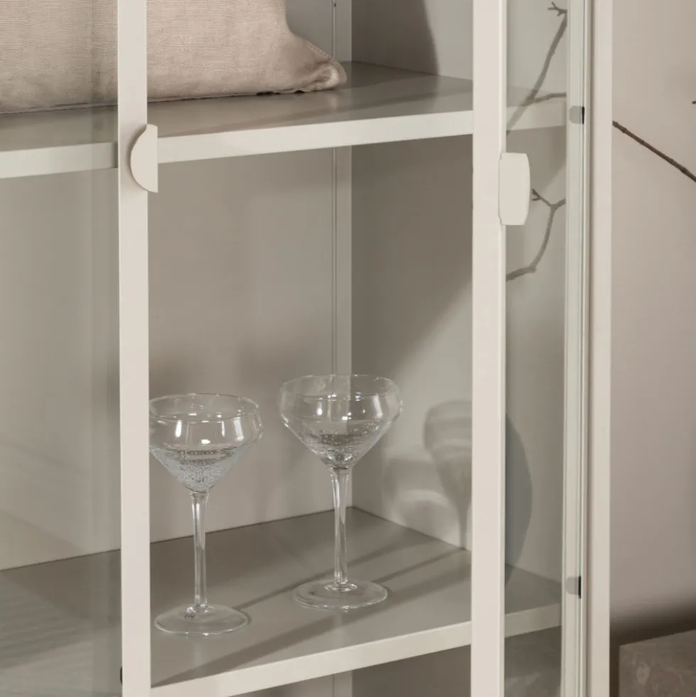 PIRING Vaisselier 2 portes en verre et métal H190cm