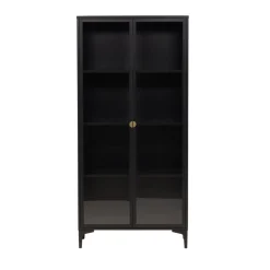 PIRING Vaisselier 2 portes en verre et métal H190cm