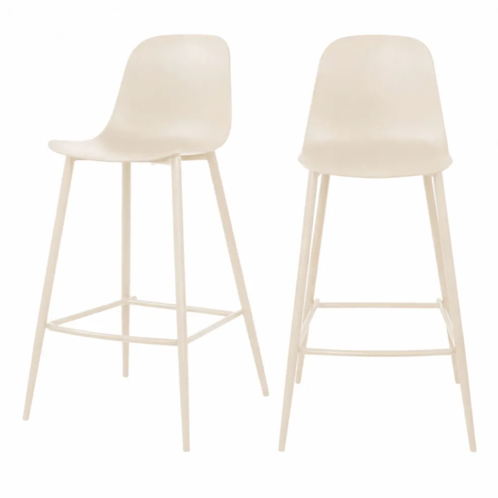 PORTLAND Lot de 4 tabourets de bar intérieur et extérieur en plastique et métal H65cm
