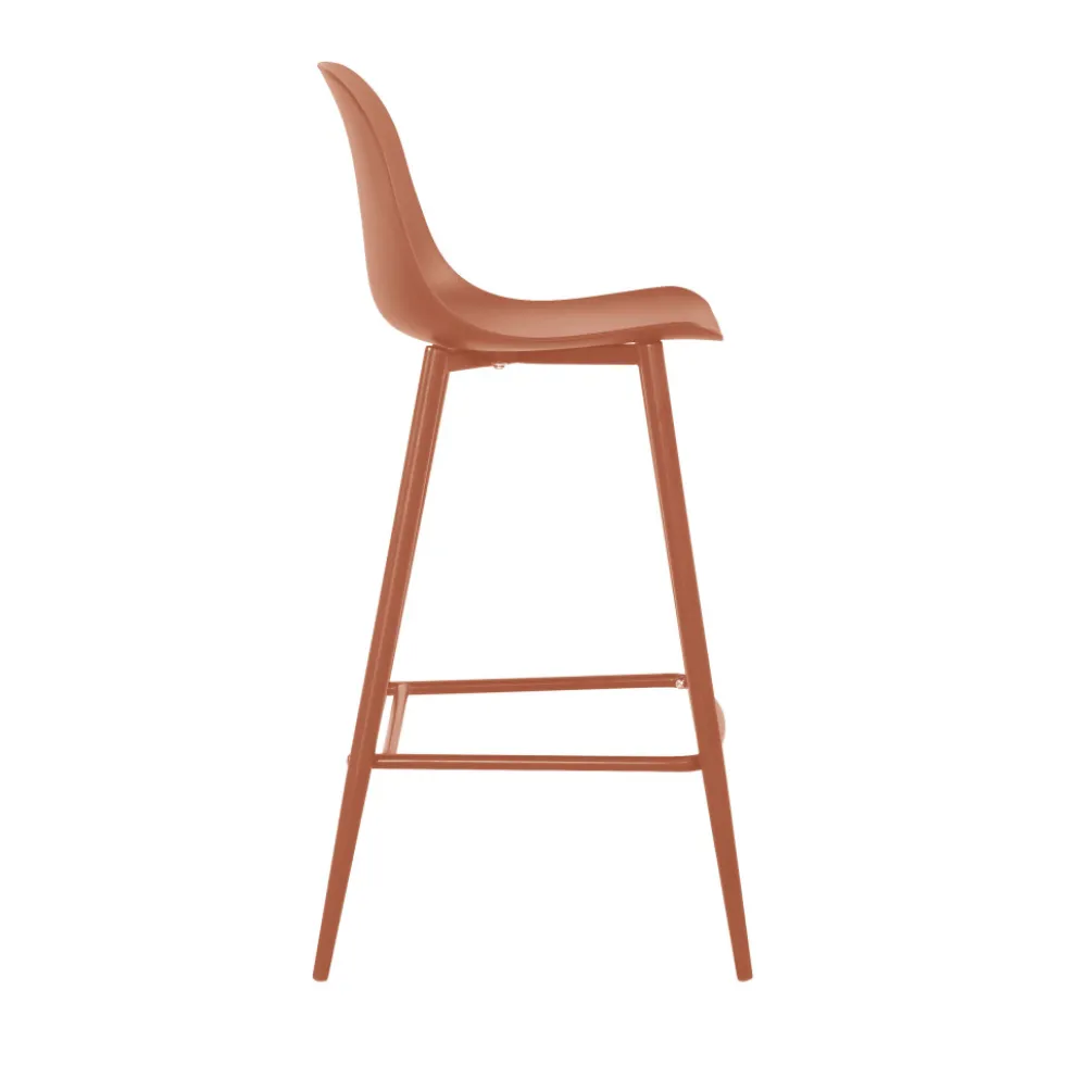 PORTLAND Lot de 4 tabourets de bar intérieur et extérieur en plastique et métal H65cm