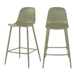PORTLAND Lot de 4 tabourets de bar intérieur et extérieur en plastique et métal H65cm