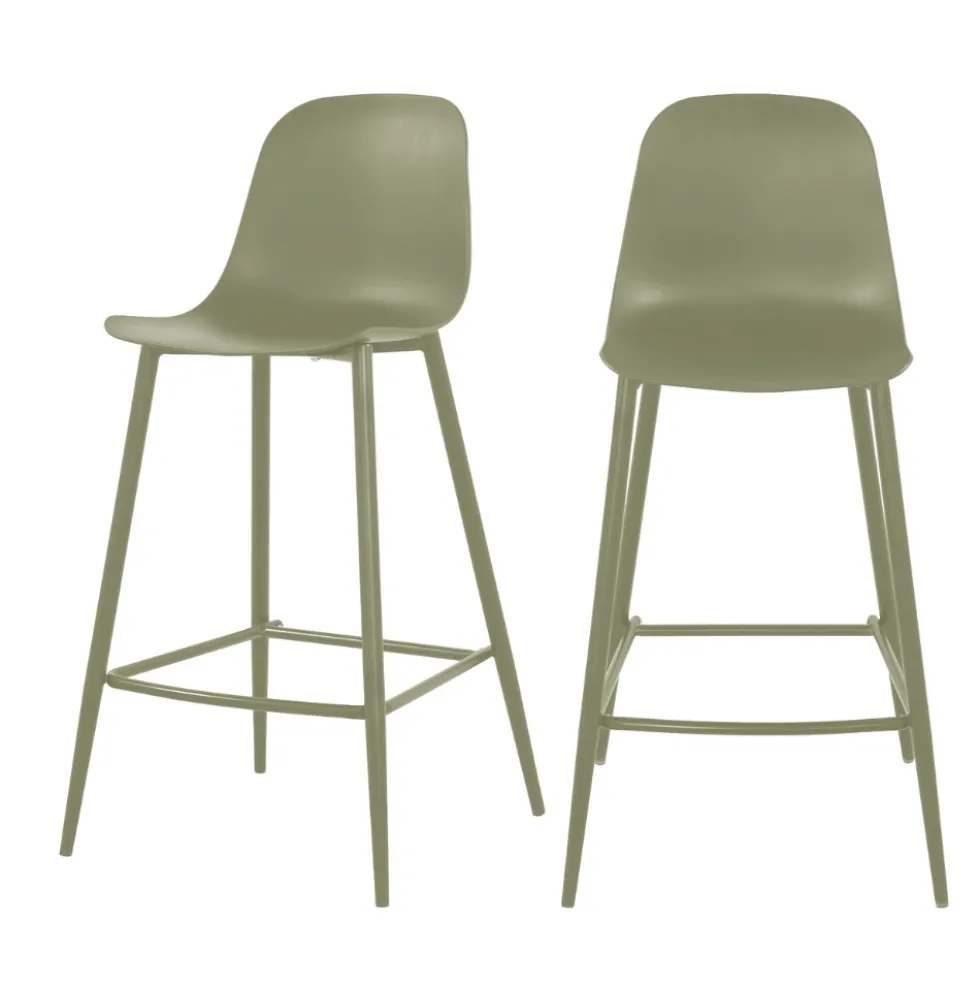 PORTLAND Lot de 4 tabourets de bar intérieur et extérieur en plastique et métal H65cm