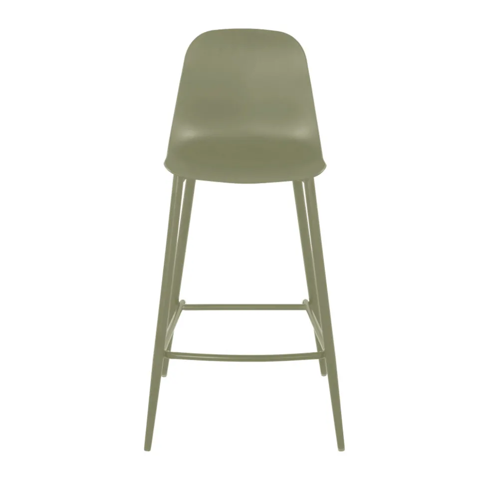 PORTLAND Lot de 4 tabourets de bar intérieur et extérieur en plastique et métal H65cm