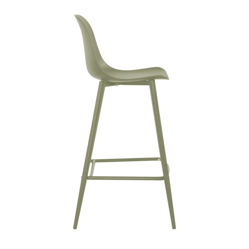 PORTLAND Lot de 4 tabourets de bar intérieur et extérieur en plastique et métal H65cm