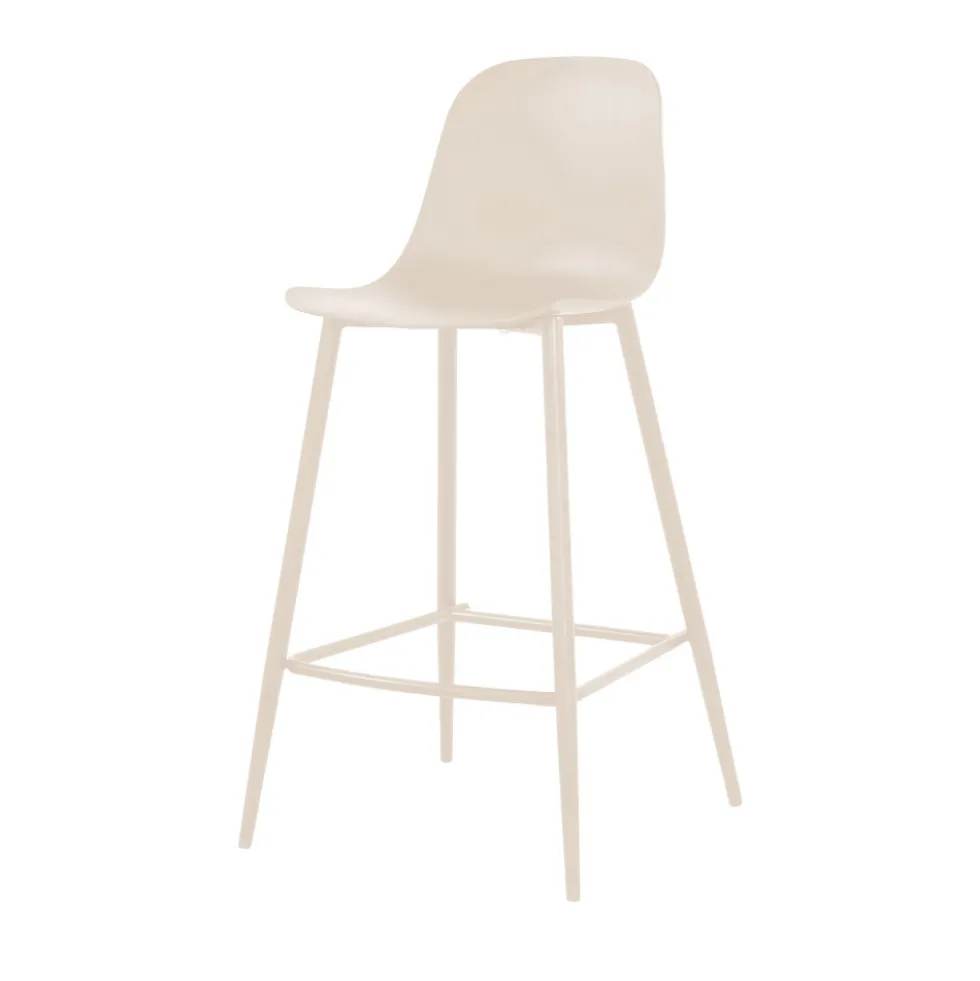 PORTLAND Lot de 4 tabourets de bar intérieur et extérieur en plastique et métal H65cm