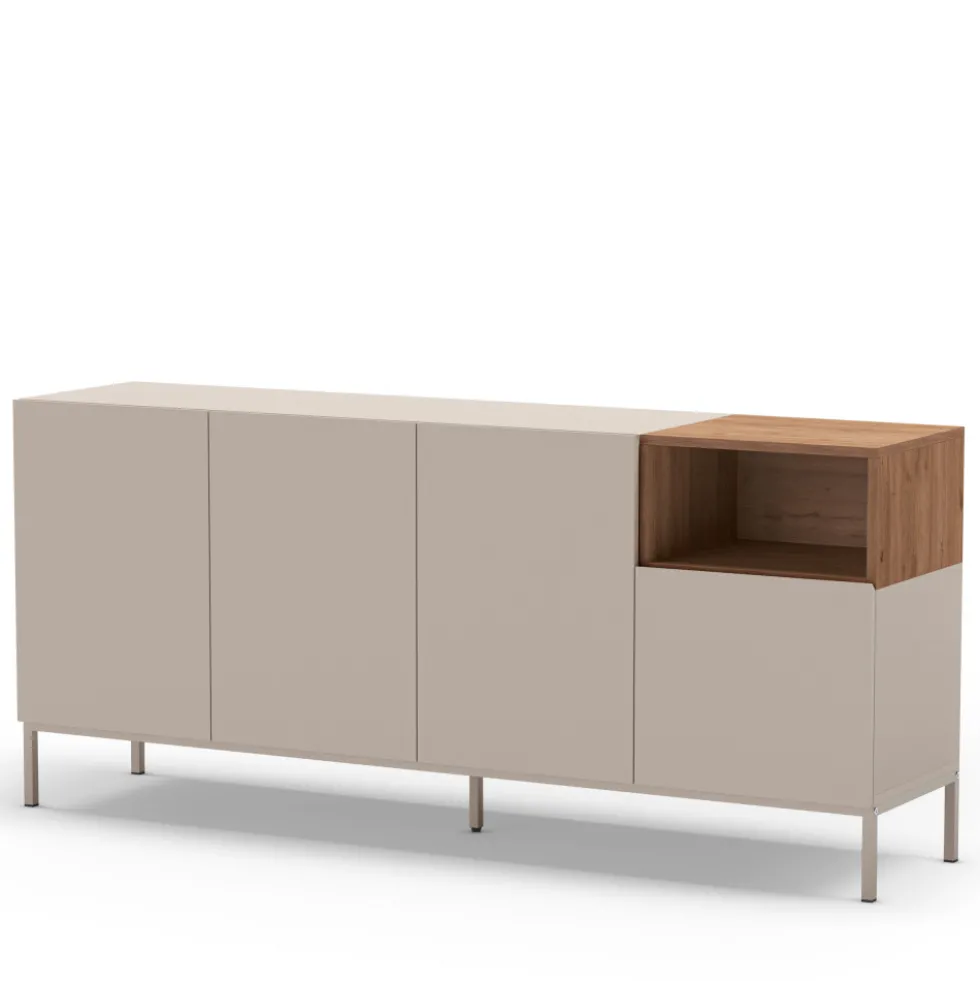QUENOR Buffet 4 portes en bois et métal L180cm