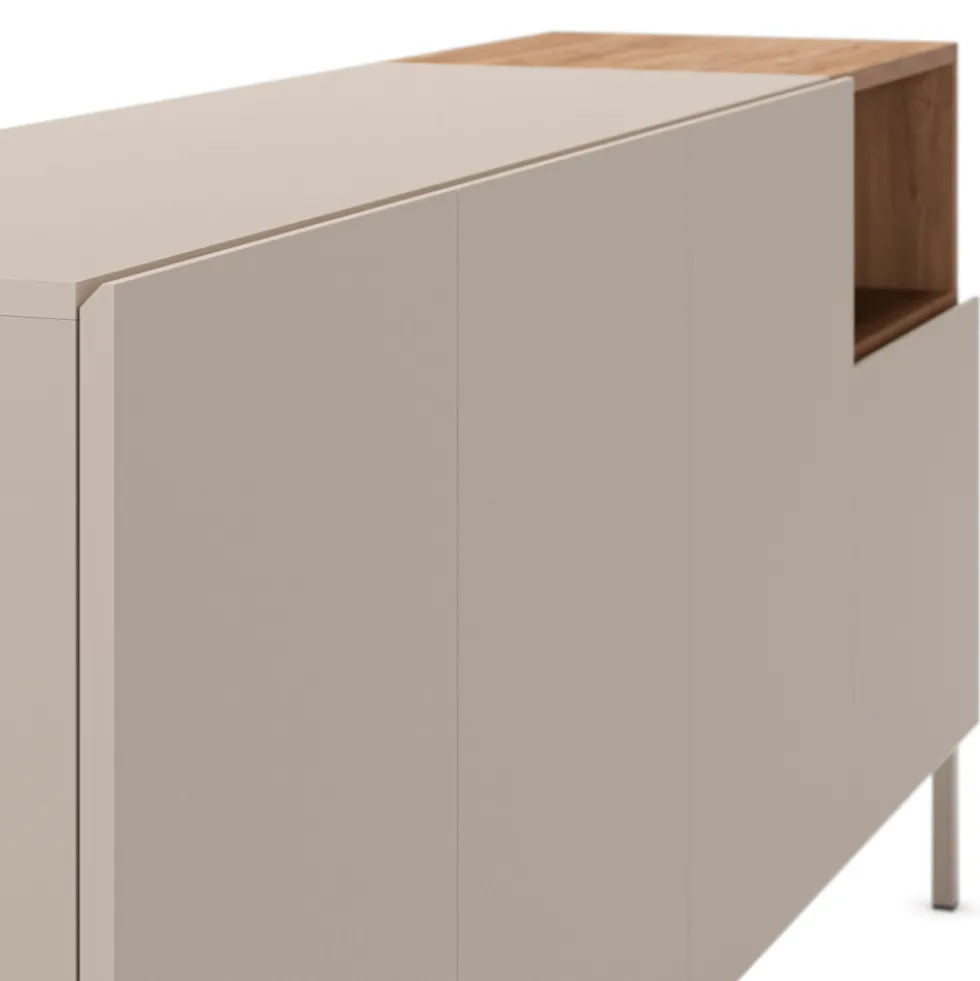 QUENOR Buffet 4 portes en bois et métal L180cm