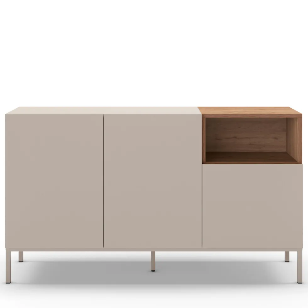 QUENOR Buffet 3 portes en bois et métal L140cm