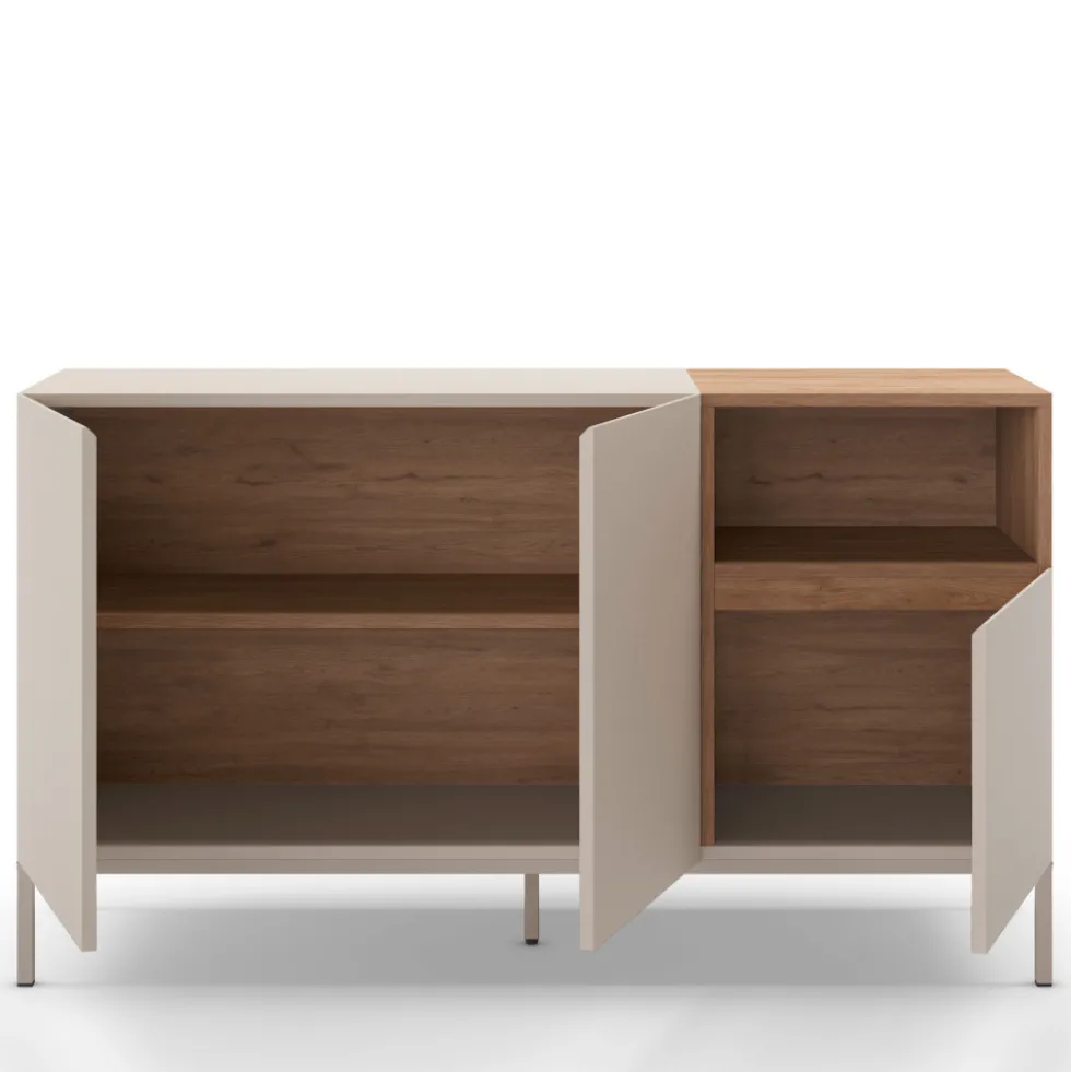 QUENOR Buffet 3 portes en bois et métal L140cm