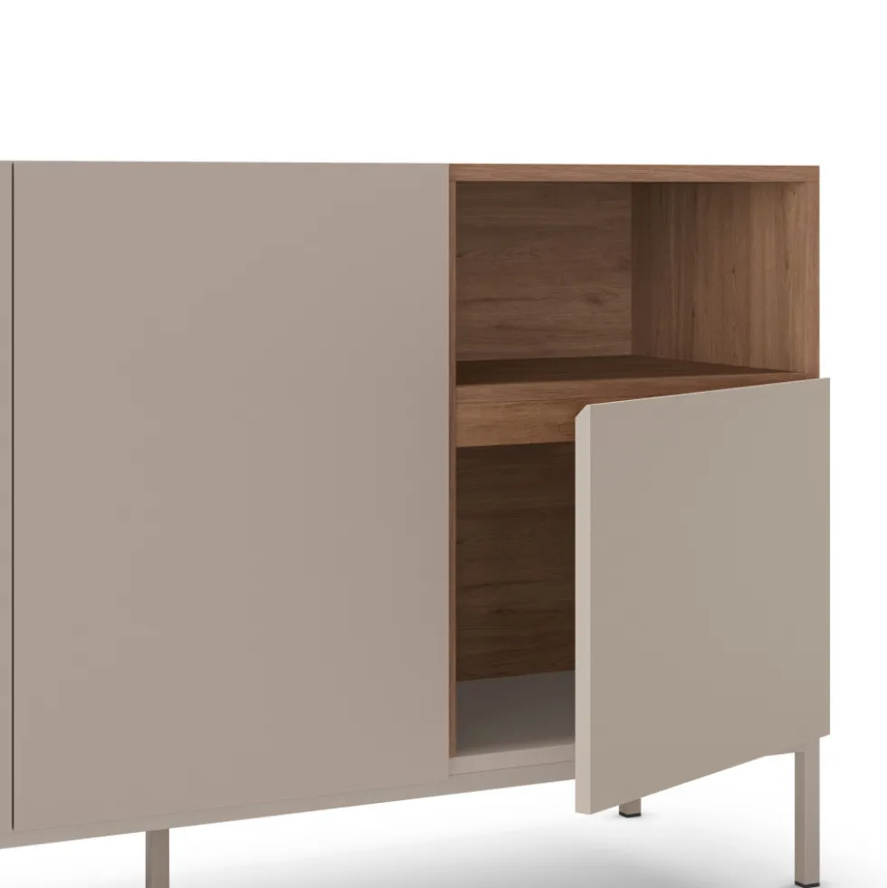 QUENOR Buffet 3 portes en bois et métal L140cm
