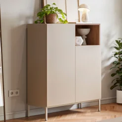 QUENOR Buffet 2 portes en bois et métal H120cm