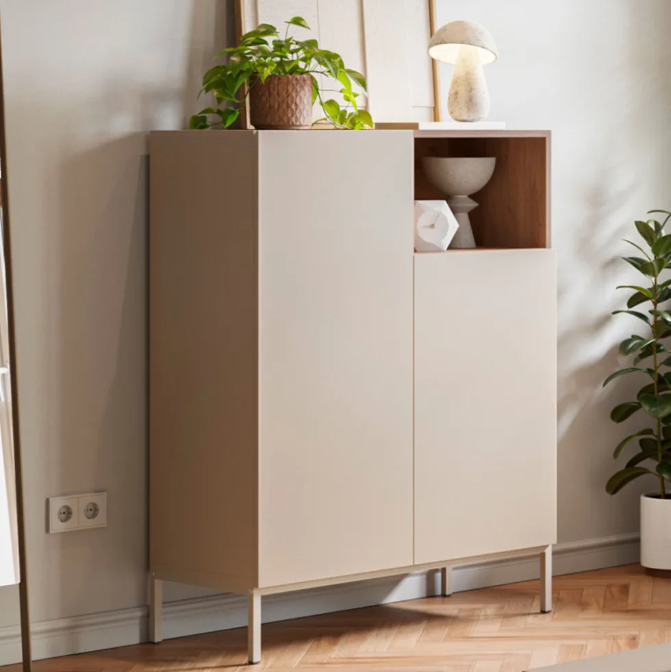 QUENOR Buffet 2 portes en bois et métal H120cm