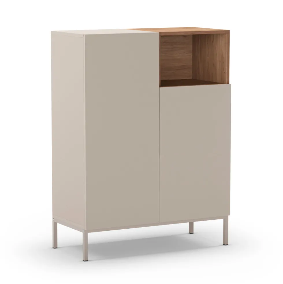 QUENOR Buffet 2 portes en bois et métal H120cm