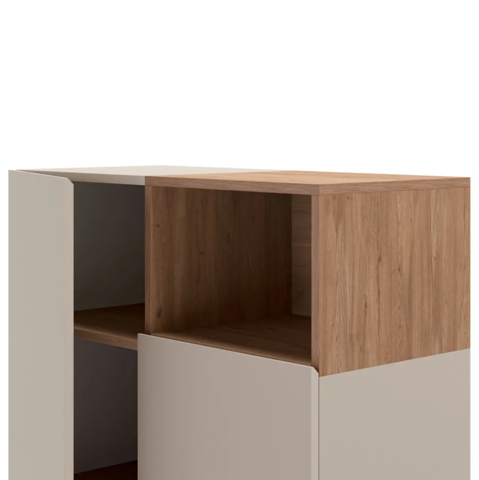 QUENOR Buffet 2 portes en bois et métal H120cm