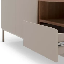 QUENOR Meuble TV 2 portes 1 tiroir en bois et métal L140cm