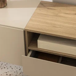 QUENOR Meuble TV 3 portes 1 tiroir en bois et métal L180cm