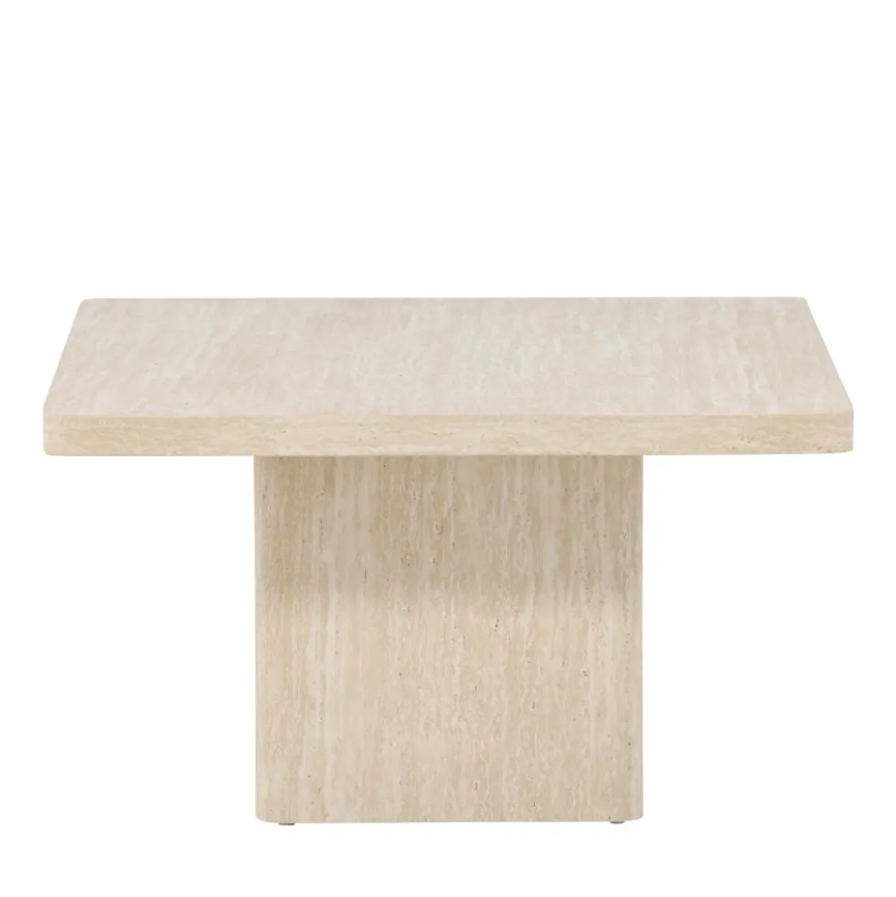 QVART Table basse carrée effet travertin 80x80cm