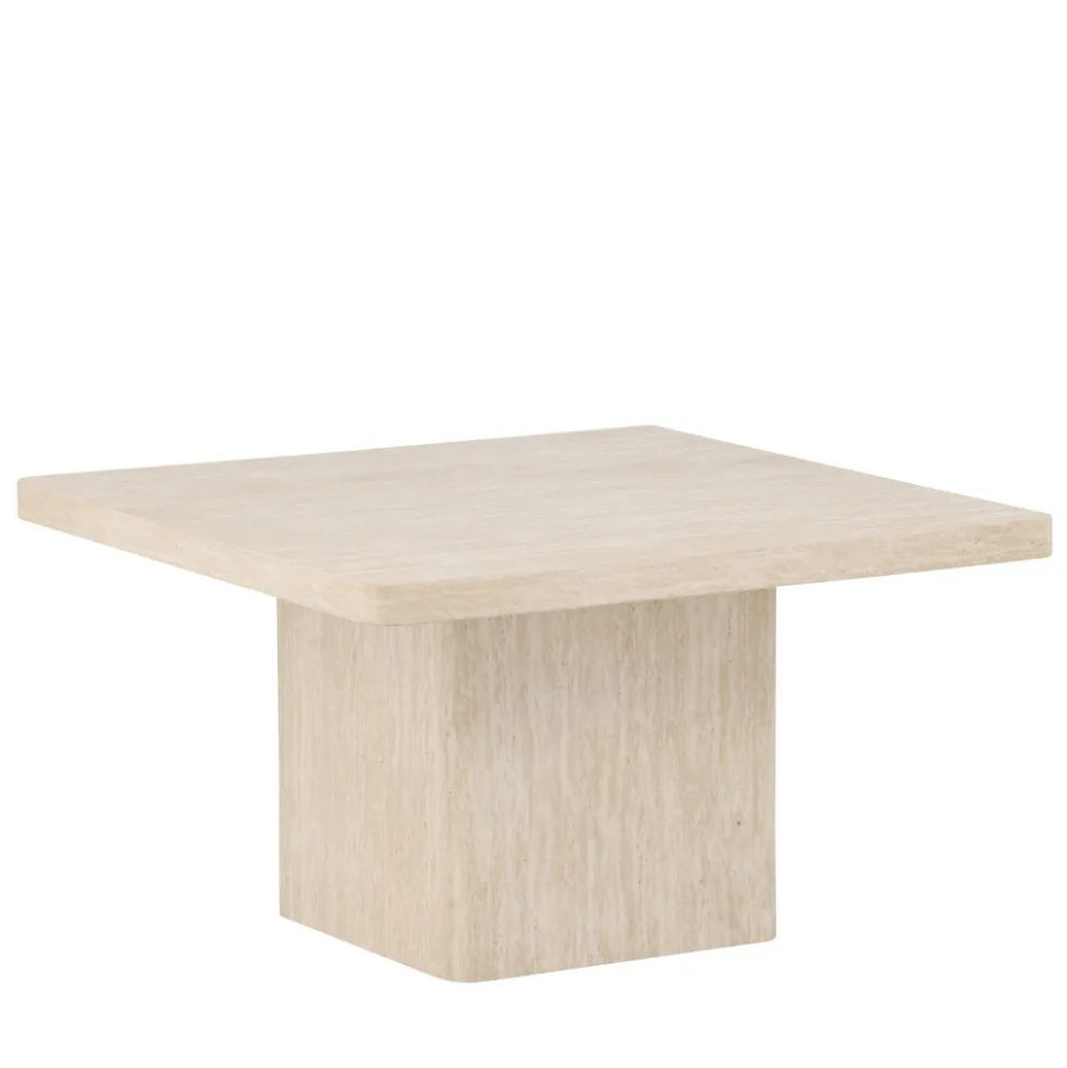 QVART Table basse carrée effet travertin 80x80cm