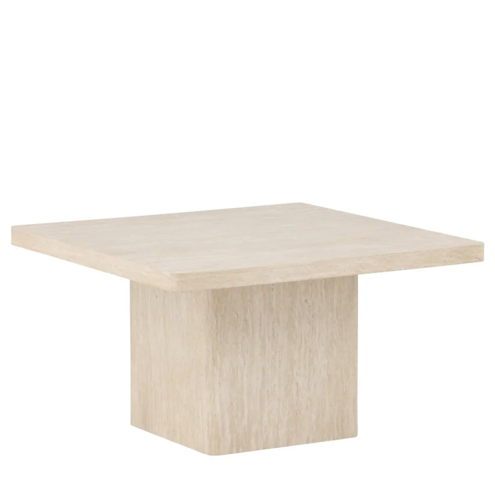QVART Table basse carrée effet travertin 80x80cm