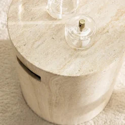 RADOM Tabouret effet travertin ø35cm