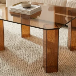 REMO Table basse carrée en verre 80x80cm