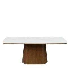 RENO Table à manger 8 personnes effet marbre et bois