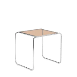 RIKA Table d'appoint en verre pieds chrome