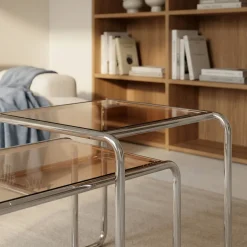 RIKA Table d'appoint en verre pieds chrome