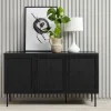 RINTO Buffet 3 portes en bois et métal L140cm