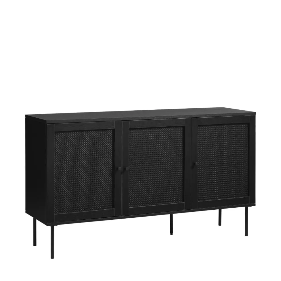 RINTO Buffet 3 portes en bois et métal L140cm