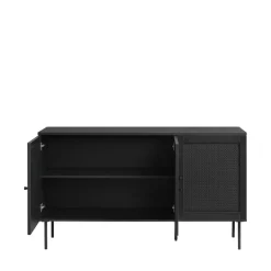 RINTO Buffet 3 portes en bois et métal L140cm