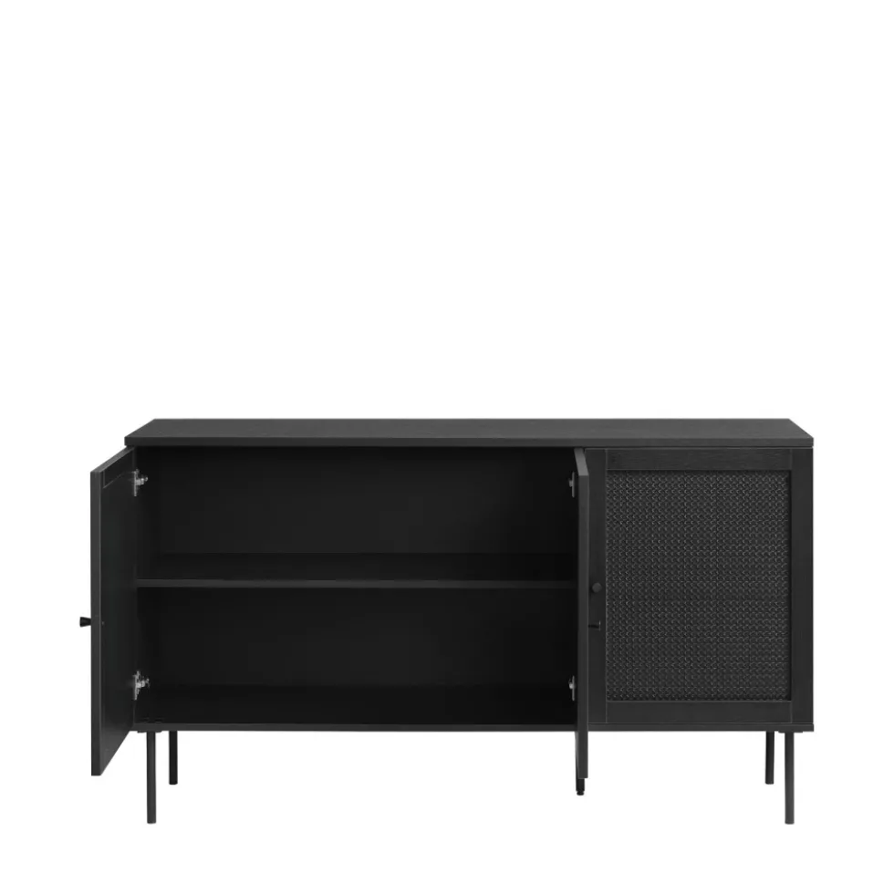 RINTO Buffet 3 portes en bois et métal L140cm
