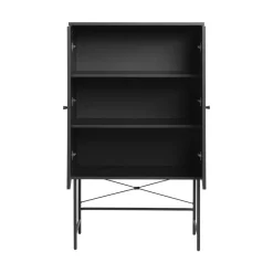 RINTO Buffet haut 2 portes bois et métal H135cm