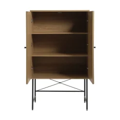 RINTO Buffet haut 2 portes bois et métal H135cm