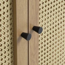 RINTO Buffet haut 2 portes bois et métal H135cm