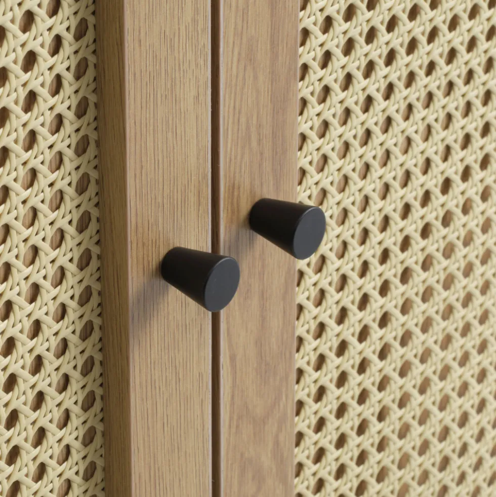 RINTO Buffet haut 2 portes bois et métal H135cm