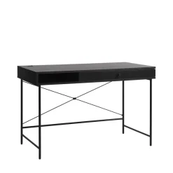 RINTO Bureau 1 tiroir 1 niche en bois et métal L120cm