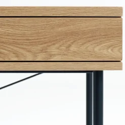 RINTO Bureau 1 tiroir 1 niche en bois et métal L120cm