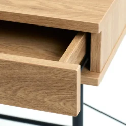 RINTO Bureau 1 tiroir 1 niche en bois et métal L120cm