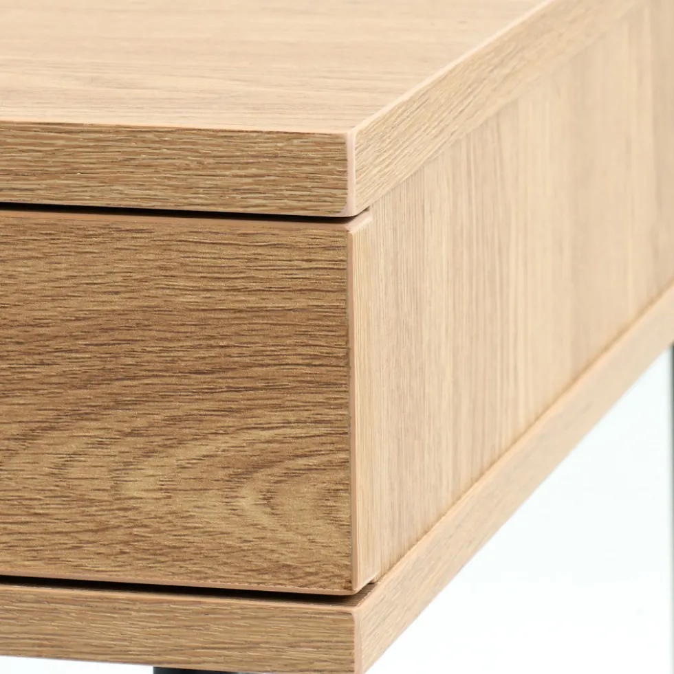 RINTO Bureau 1 tiroir 1 niche en bois et métal L120cm
